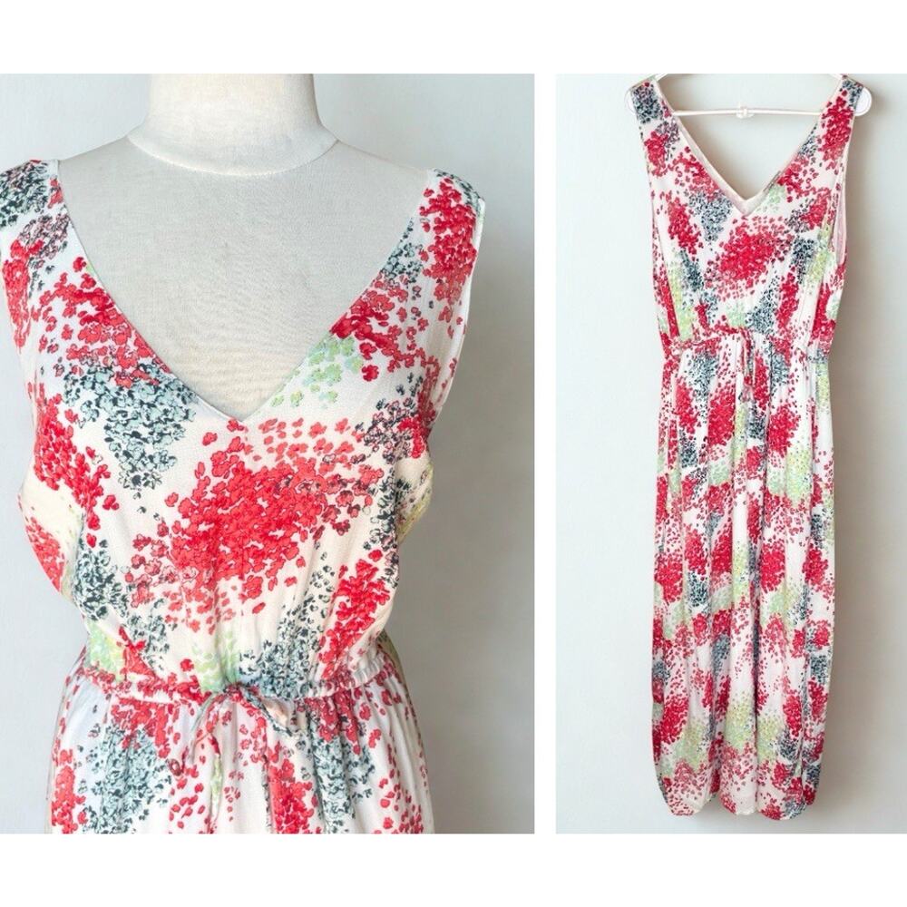 Gorgeous Lucky Brand Floral Maxi Dress M Cottagecore Boho Flattering Silhouette